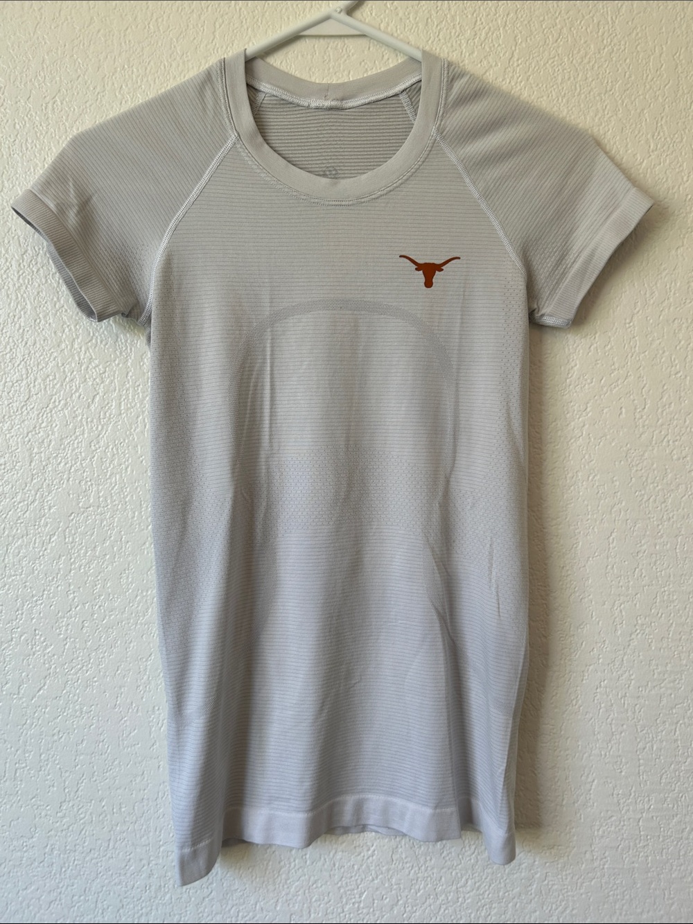 lululemon athletica Light Gray Short Sleeve Tee with Burnt Orange Logo